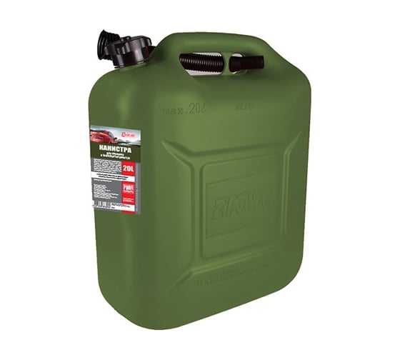 Канистра PROFI 20 л, оливковая, для топлива, в комплекте с крышкой и лейкой 3ton 55332