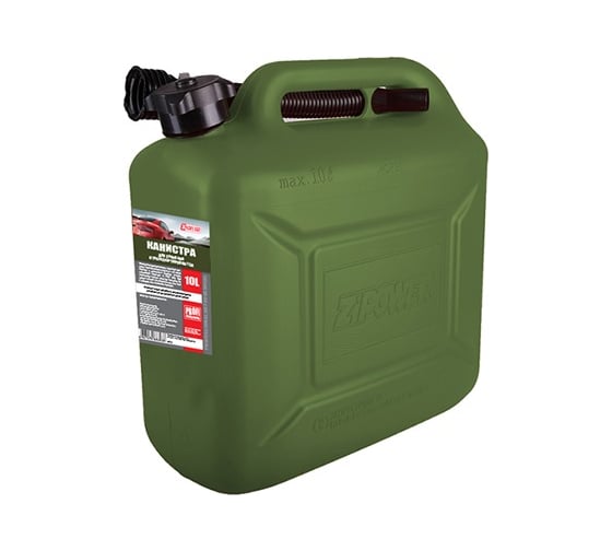 Канистра PROFI 10 л, оливковая, для топлива, в комплекте с крышкой и лейкой 3ton 55331