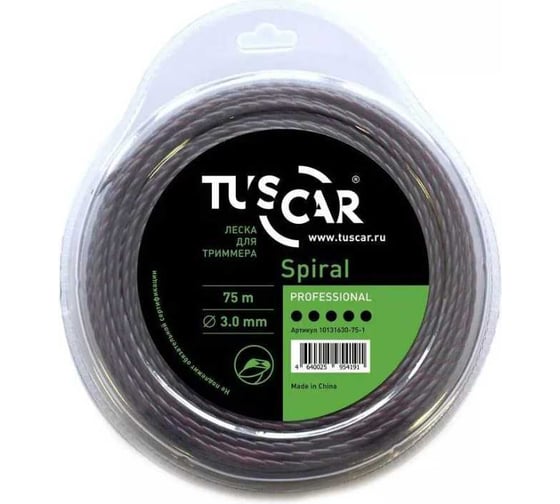 Леска Spiral grey/red, Professional 3.0 мм, 75 м для триммера TUSCAR 10131630-75-1