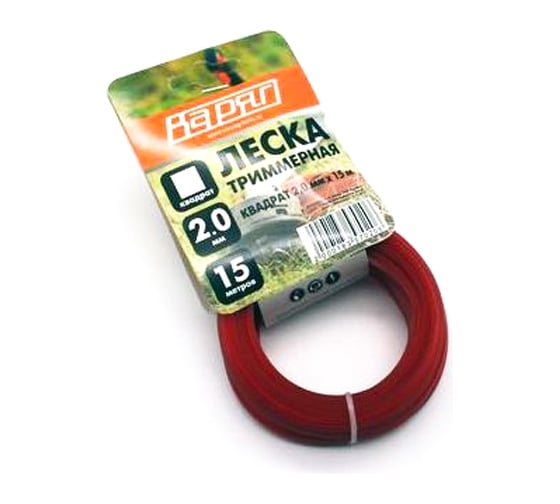 Леска 2.0 мм, 15 м, квадрат, красный ВАРЯГ 0222 1