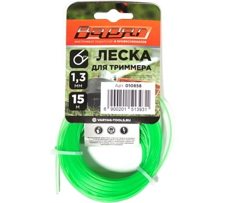 Леска 1.3 мм, 15 м, круг, зеленый ВАРЯГ 010858