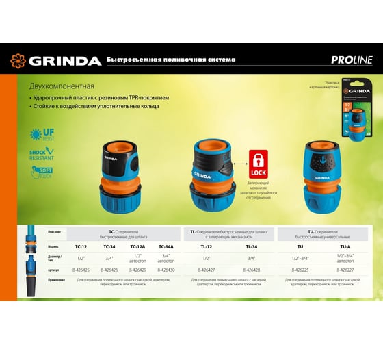 Соединитель быстросъёмный для шланга PROLine TC-34 3/4" Grinda 8-426426_z01