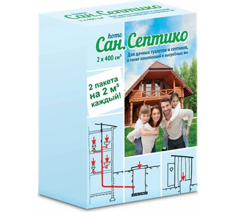 Препарат для дачных туалетов, септиков, канализаций, выгребных ям 2x400 куб.см Ваше Хозяйство 4620015696331