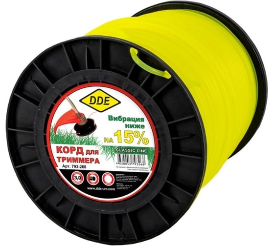 Корд триммерный Classic line (3 мм х 520 м; круг; желтый) DDE 793-268