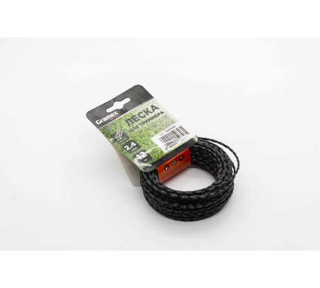 Леска для триммера 2.4 мм, витая, черный, 12 м Gramex 020040