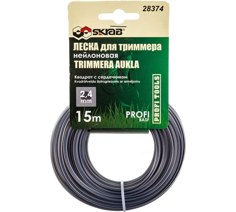 Леска для триммера (2.4 мм х 15 м; квадрат с сердечником) SKRAB 28374
