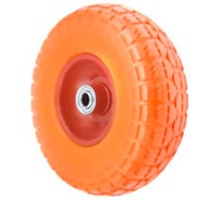 Колесо для тачки / тележки полиуретановое бескамерное 4.10/3.50-4, диаметр 260 мм, ось 20 мм, подшипник, PU 1802-20 А5 1008996