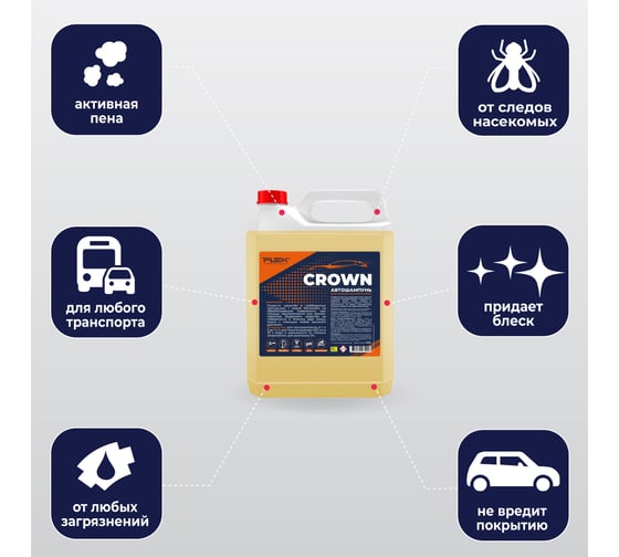 Автошампунь для бесконтактной мойки CROWN 5 кг PLEX УТ000005968
