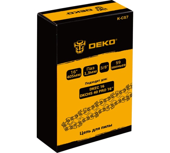 Цепь для пилы K-CS7, 16", 3/8", 1.3 мм, 59 звеньев DEKO 085-2038