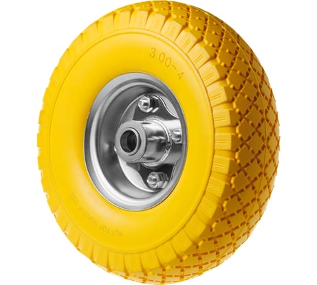 Полиуретановое бескамерное колесо для тачки / тележки (3.00-4, диаметр 260 мм, ось 20 мм, подшипник) А5 PU 1804-201000166