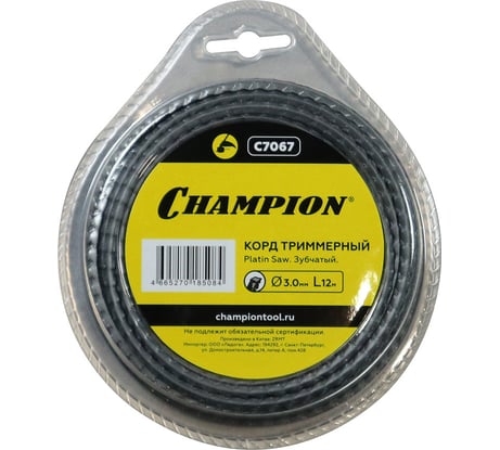 Корд триммерный Platin Saw (3.0 мм; 12 м; зубчатый) CHAMPION C7067