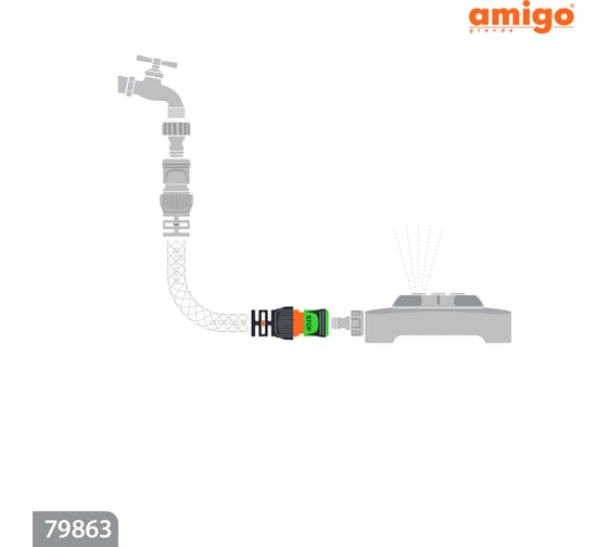 Коннектор для шлангов 3/4", аквастоп AMIGO 79863