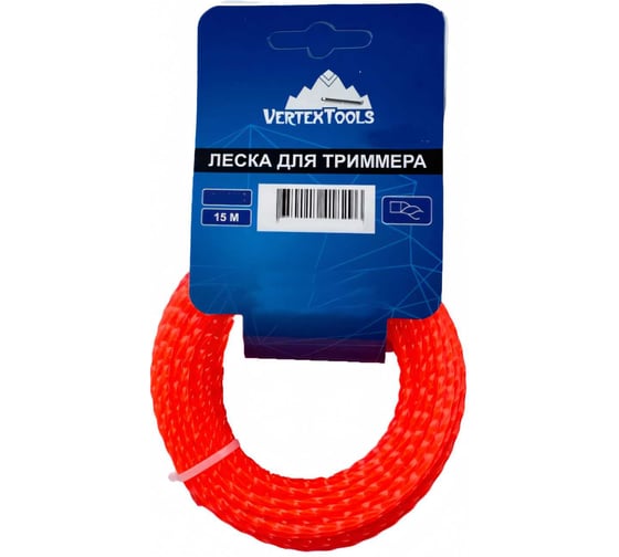 Леска (3 мм; 15 м; витой квадрат) для триммера vertextools YK-777-3-15 1