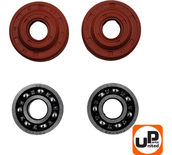 Подшипник коленвала UNITED PARTS 6201 для HUSQVARNA 137/142, PART 351 с сальником (аналог 5300563-63) комплект 2 шт 90-0542