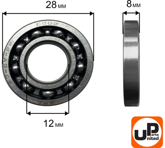 Подшипник коленвала UNITED PARTS 6002-2RSH-CP для STIHL 017/018/MS180 (аналог 95030030312) комплект 2 шт 90-0749