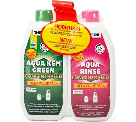 Набор концентрированных жидкостей Aqua Kem Green Concentrated 0.75 л/Aqua Rinse Concentrated 0.75 л Thetford 30666BB 1