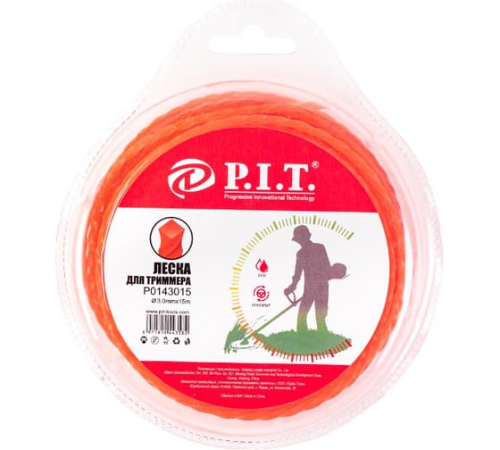 Леска (15 м; 3 мм; витой квадрат) для триммера P.I.T. P0143015 1