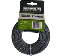 Леска триммерная WorkMaster ВИТОЙ КВАДРАТ с жилой, 4,0 мм, 15 метров, бумажный подвес ЛТ-4015TD