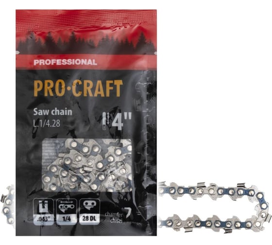 Цепь для цепной пилы PROCRAFT шаг 1/4'', 28 звеньев L.1/4.28