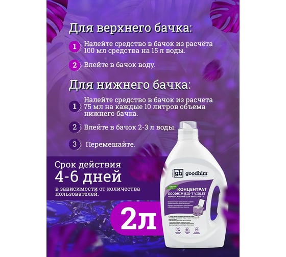 Концентрат универсальный для биотуалета GOODHIM BIO-T VIOLET, 2 л 13207