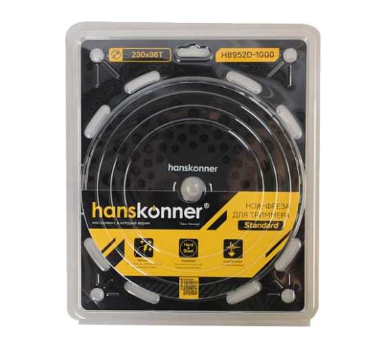 Фреза для бензотриммера Hanskonner Standard 230мм x 25, 4x36, с твердосплавными напайками H8952D-1000