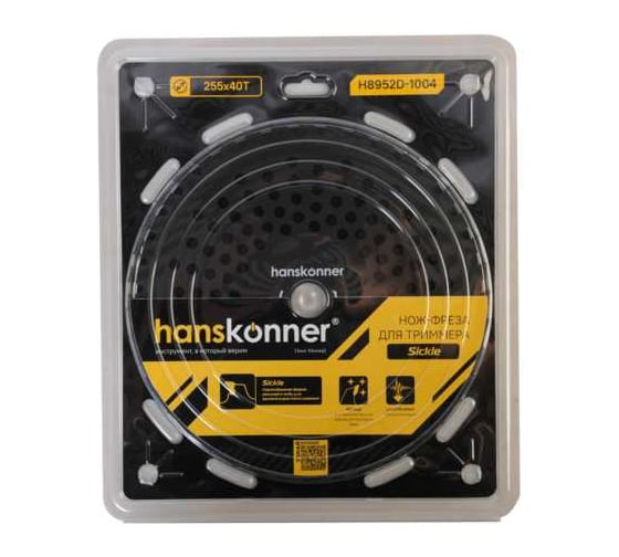Фреза для бензотриммера Hanskonner Sickle 255мм x 25, 4x40, с твердосплавными напайками H8952D-1004