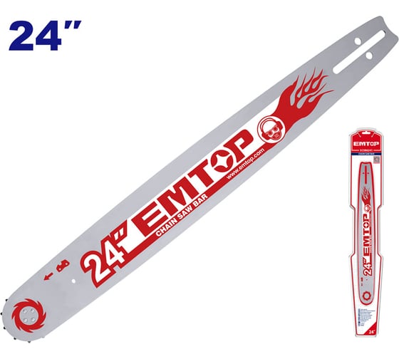 Шина для цепной пилы EMTOP 24", подходит для бензиновой цепной пилы EGCS24621 ECSB6241