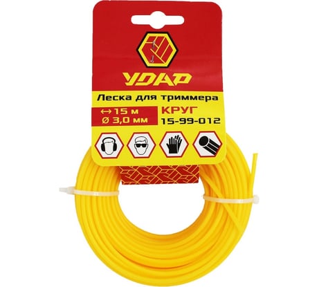 Леска (15 м; круг; 3 мм) для триммера УДАР 15-99-012