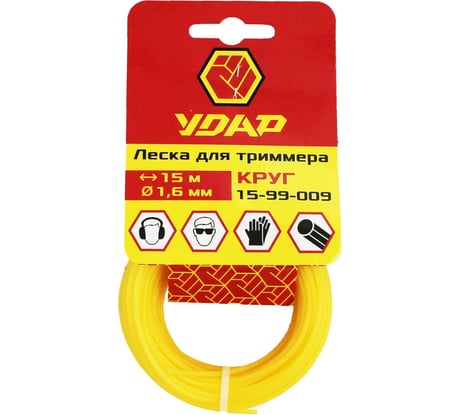 Леска (15 м; круг; 1.6 мм) для триммера УДАР 15-99-009