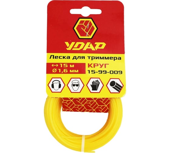 Леска (15 м; круг; 1.6 мм) для триммера УДАР 15-99-009 1