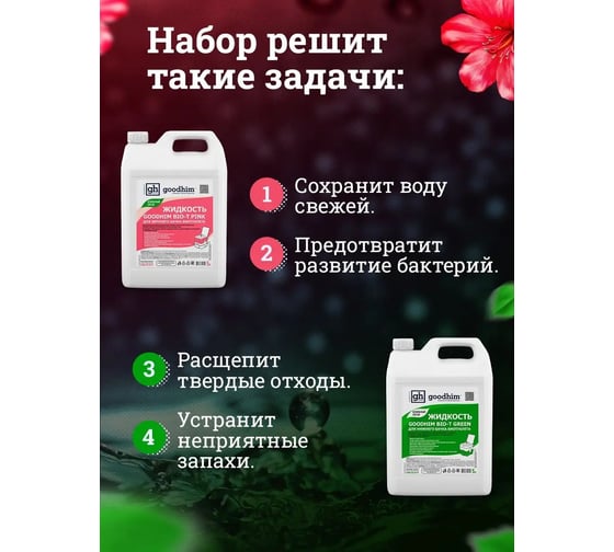 Набор Набор средств для биотуалета GOODHIM GREEN + PINK. 5лх2 , 54642