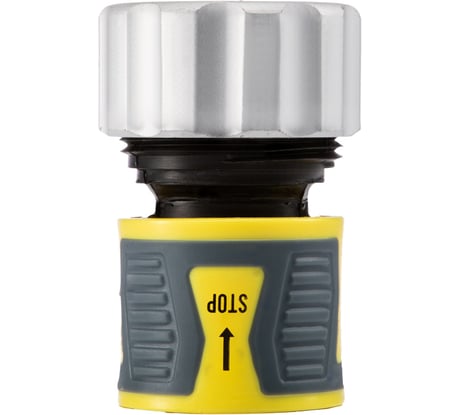 Коннектор ЧЕТЫРЕ СЕЗОНА Профи для шланга, быстросъемный 3/4 с аквастопом, термопластичной резиной и зажимной гайкой из цинка 62-0307-F