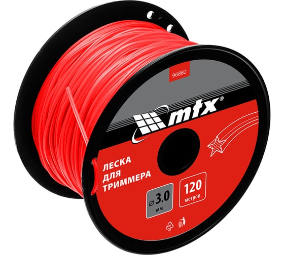 Леска для триммера MTX звезда 3.0 мм х 120 м, на катушке 96882
