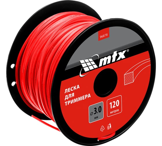 Леска для триммера MTX квадрат 3.0 мм х 120 м, на катушке 96878