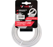 Набор лесок для триммера VEBEX круг с тросом, 2,4x15м, 3 шт. АГ215224