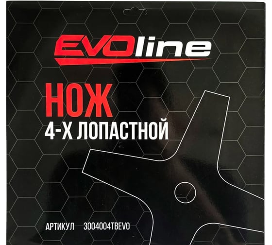 Нож для мотокос EVOline 4х лопастной, 300мм/4,0мм, металл, упаковка картон 3004004TBEVO