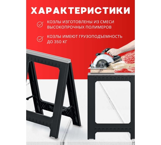 Козлы складные столярные СпрингХауз Stronger Stand Set 2шт., черный 920315