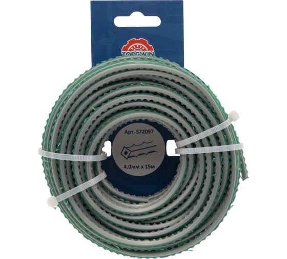 Леска TORGWIN для газонокосилки черная 4.0мм, 15м зубчатый квадрат S72097