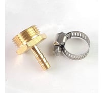 Наконечник латунный наружная резьба 1/2 х елочка 6 мм + хомут Профитт 4823433