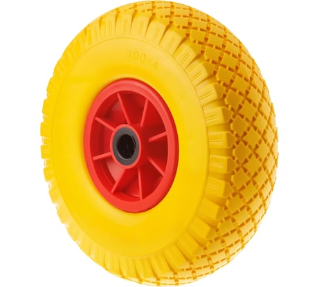 Полиуретановое бескамерное колесо для тачки / тележки (3.00-4, диаметр 260 мм, ось 20 мм, подшипник) А5 PU 1807-20 1001499