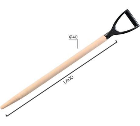 Черенок для лопат в/с d40 L 800мм c V ручкой woodtrade X333025324 00237