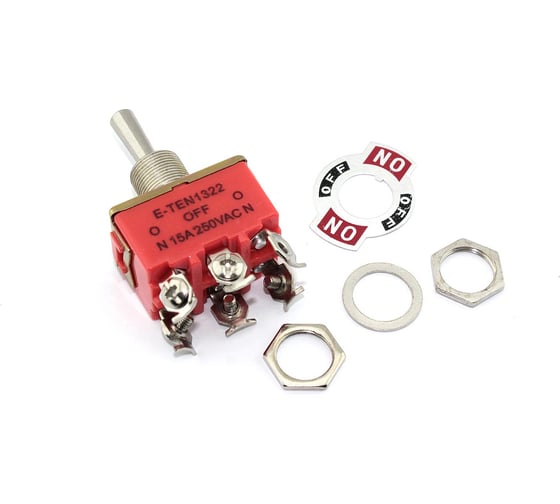 Тумблер Amperin E-TEN1322, 250V, 15A, 6 контактов, клеммы под винт, ON-OFF-ON 093696