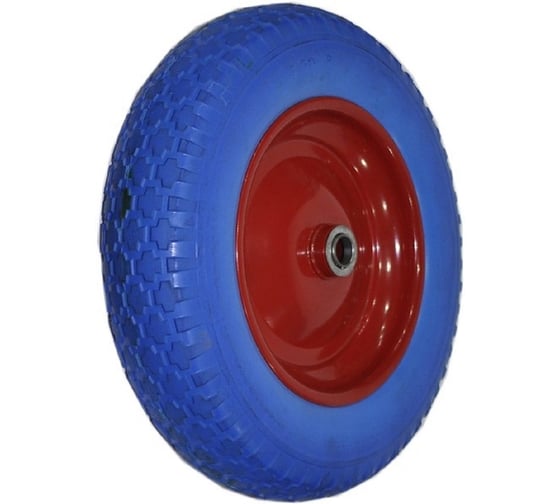 Колесо HAUSKRAFTER 3,50 -8 синее, д-20 мм, полиуретановое для садовых и строительных тележек 35080