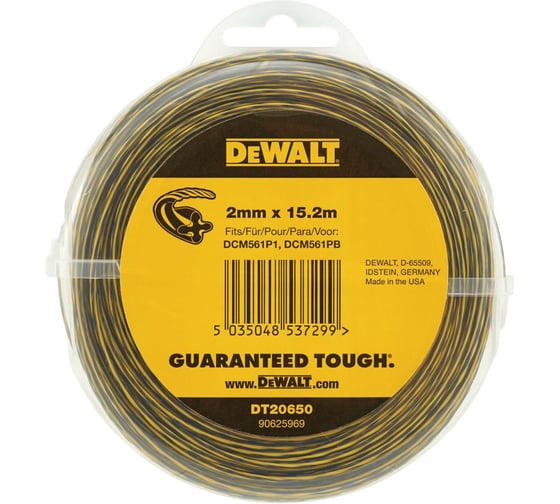 Леска для триммера DEWALT DT20650, витой квадрат, 2 мм, 15.2 м DT20650-QZ