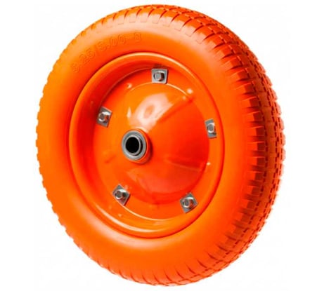 Полиуретановое бескамерное колесо для тачки / тележки (3.25-8, диаметр 360 мм, ось 12 мм, подшипник) А5 PU 2401-12 1005297