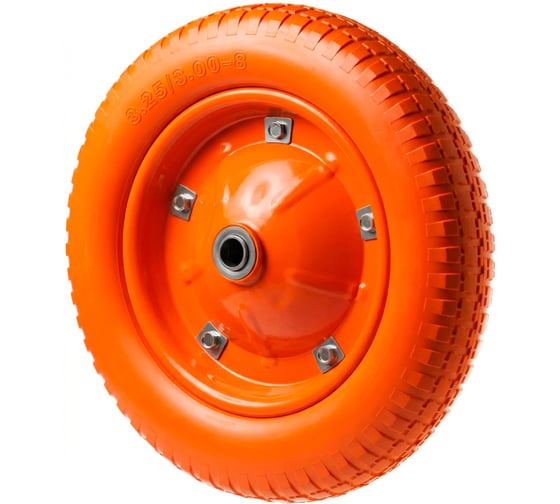 Полиуретановое бескамерное колесо для тачки / тележки (3.25-8, диаметр 360 мм, ось 12 мм, подшипник) А5 PU 2401-12 1005297