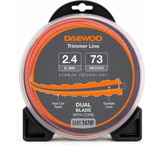 Леска для триммера DAEWOO (2,4 мм, 73 м, зубчатая) DABC 2470T