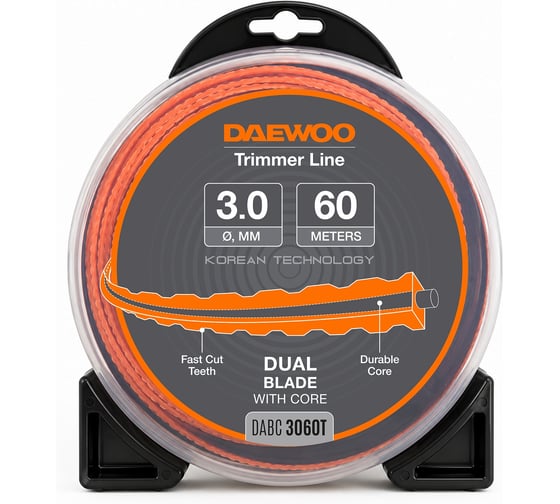 Леска для триммера DAEWOO (3,0 мм, 60 м, зубчатая) DABC 3060T