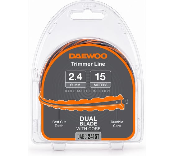 Леска для триммера DAEWOO (2,4 мм, 15 м, зубчатая) DABC 2415T