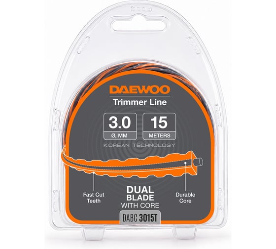 Леска для триммера DAEWOO (3,0 мм, 15 м, зубчатая) DABC 3015T